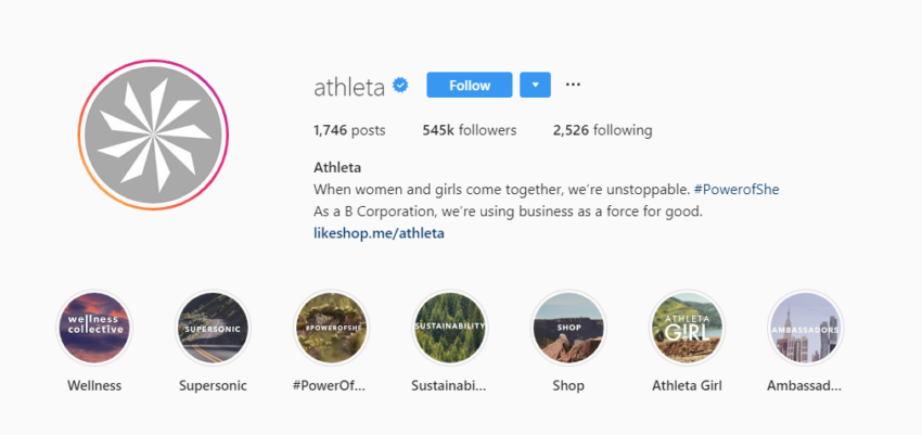 Instagram For Health & Fitness Why it Works for Brands ATHLETA sample