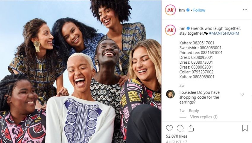 instagram for business and marketers H&M sample