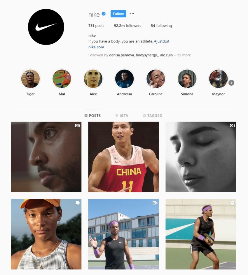 instagram for business and marketers NIKE sample