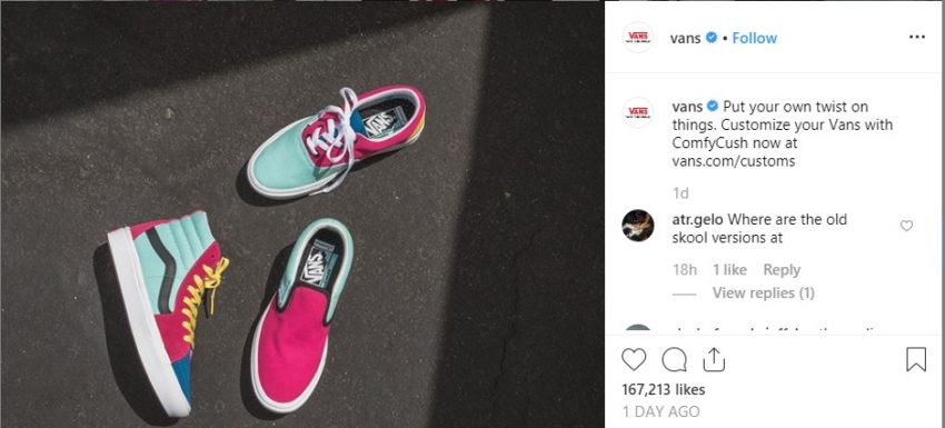instagram for business and marketers VANS sample