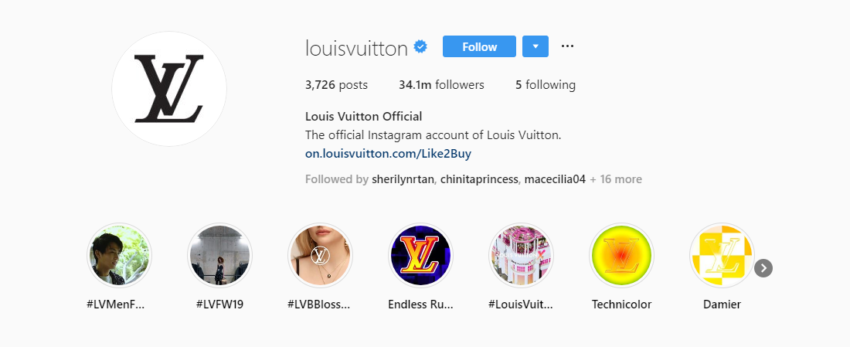 instagram for business and marketersLOUIXVITTON sample