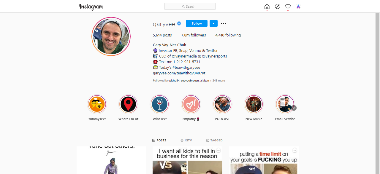 Gary Vee Instagram Influencer