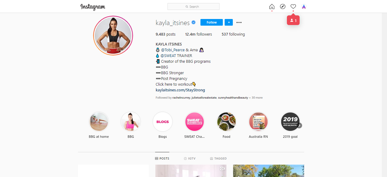 Kayla Itsines Top Instagram Influencer