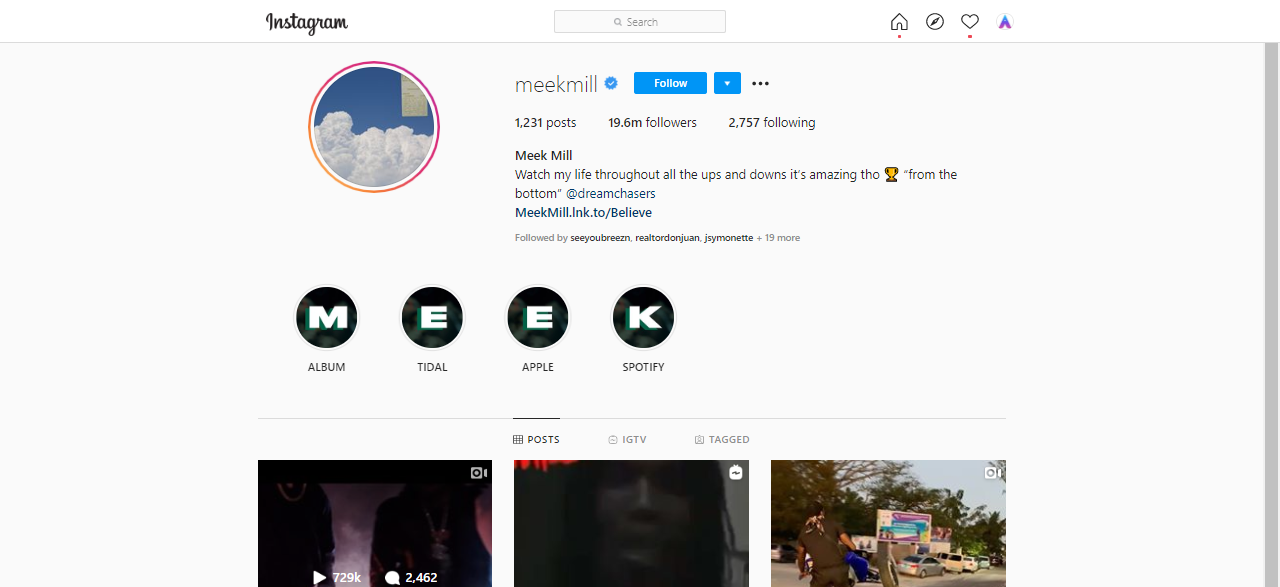 Meek Mill Top Instagram Influencer