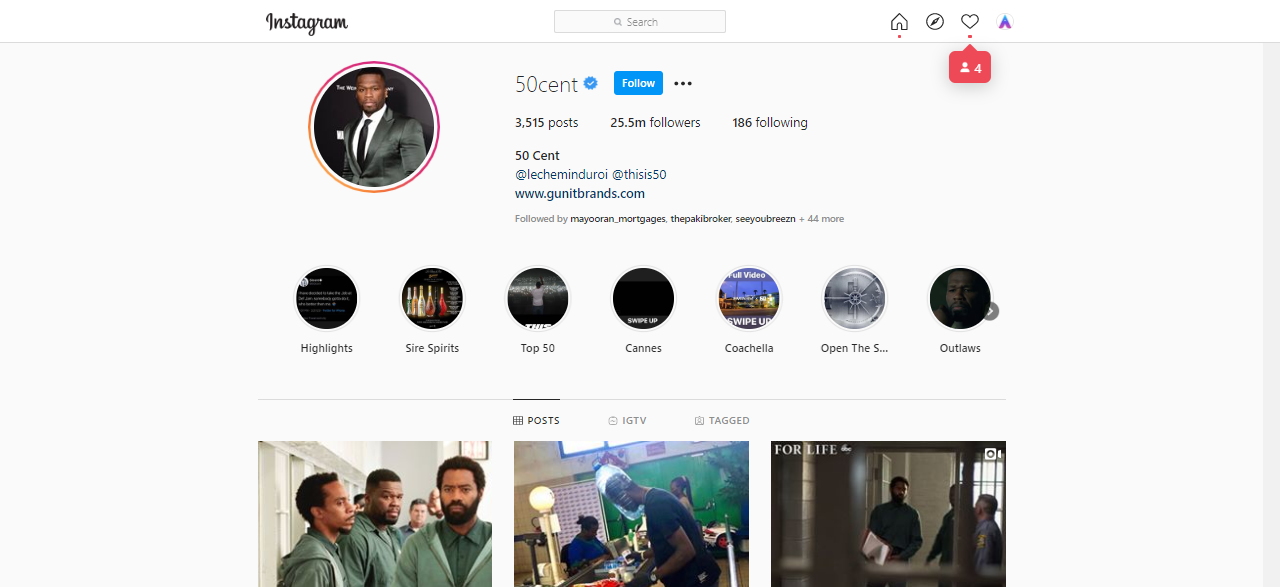 50 Cent top Instagram Influencer