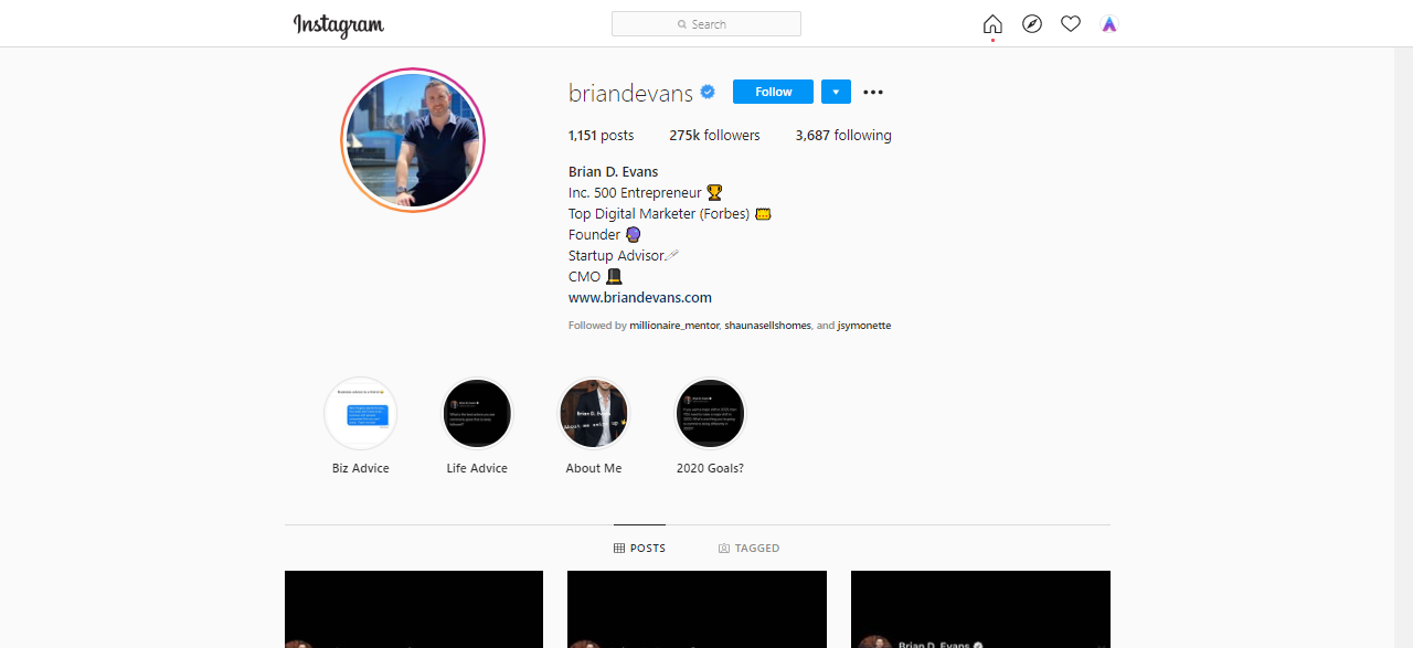 Brian Evans Top Instagram Influencer