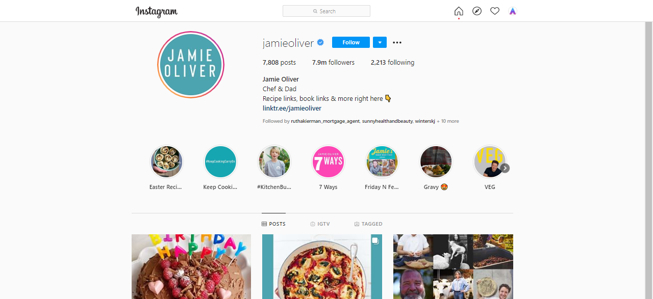 Jamie Oliver Top Instagram Influencer