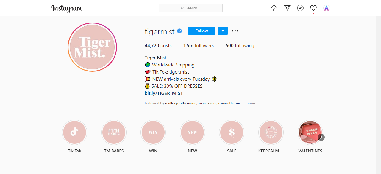 30 Trendy Instagram Boutiques Tiger Mist