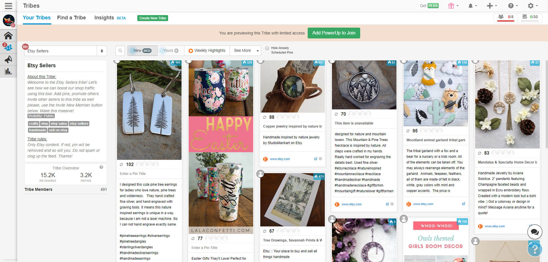Etsy Sellers Top Tailwind Tribes