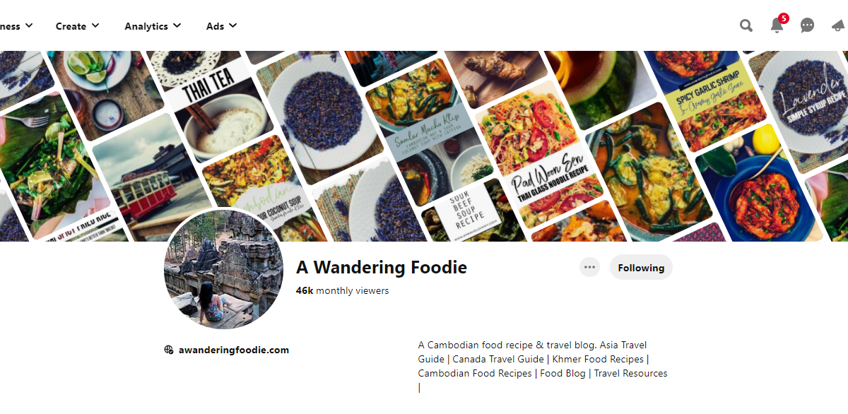 A Wandering Foodie Pinterest Profile