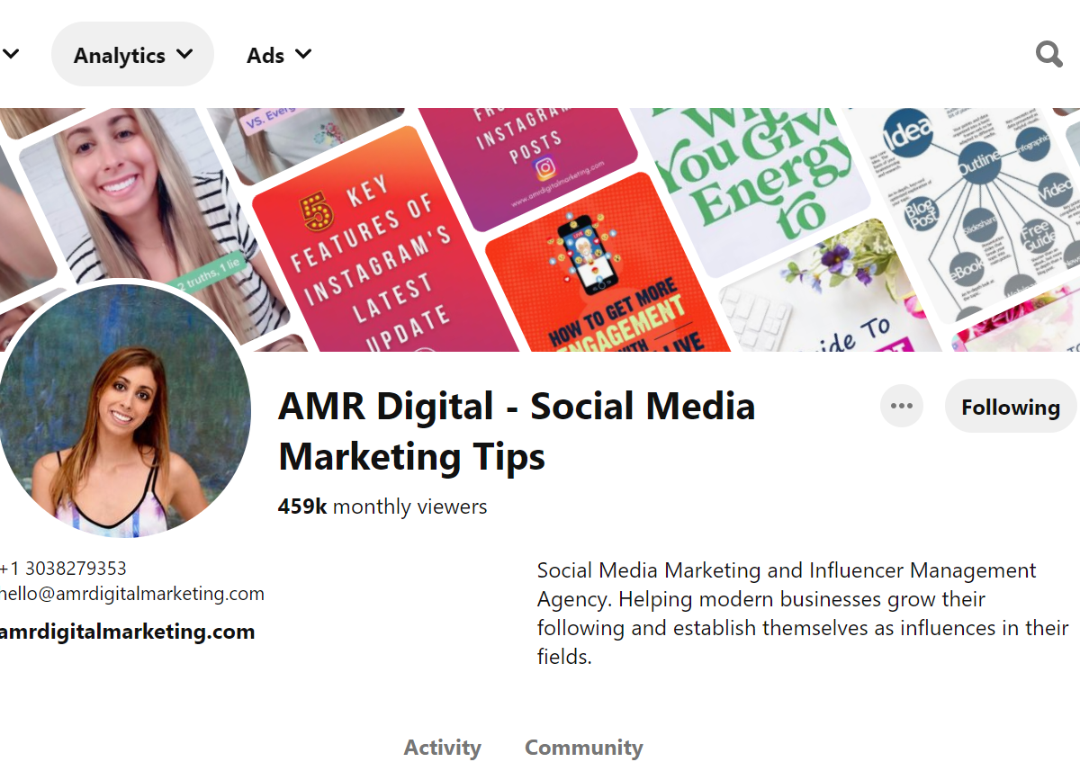 AMR Digital - Social Media Marketing, Influencer Mgmt & Content…  Pinterest Account