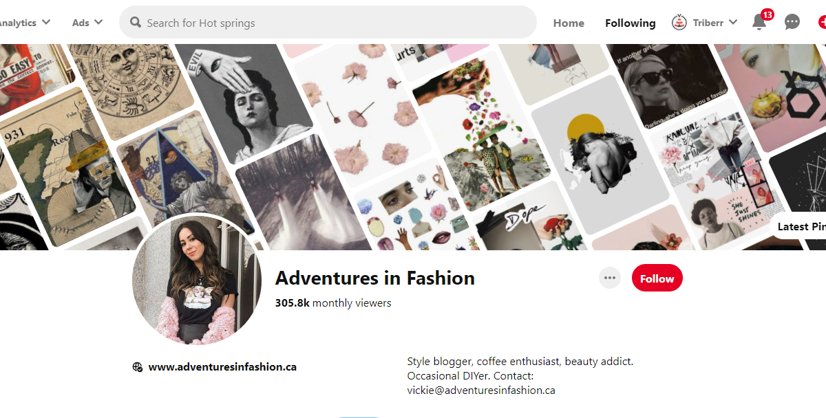 Adventures in Fashion Pinterest Profile