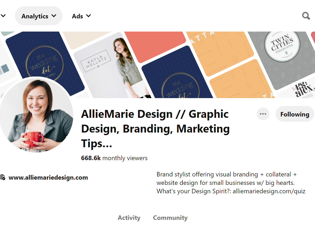 AllieMarie Design // Graphic Design, Branding, Marketing Tips… Pinterest Account