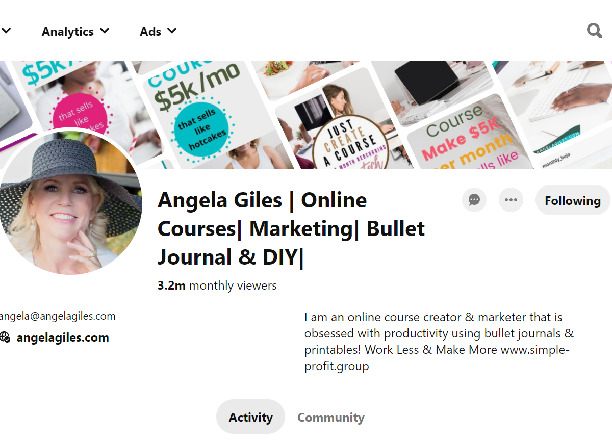 Angela Giles | Online Courses| Marketing| Bullet Journal & DIY| Pinterest Account