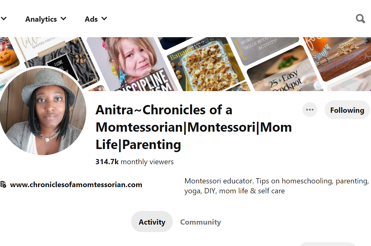Anitra~Chronicles of a Momtessorian|Montessori|Mom Life|Parenting Pinterest Account