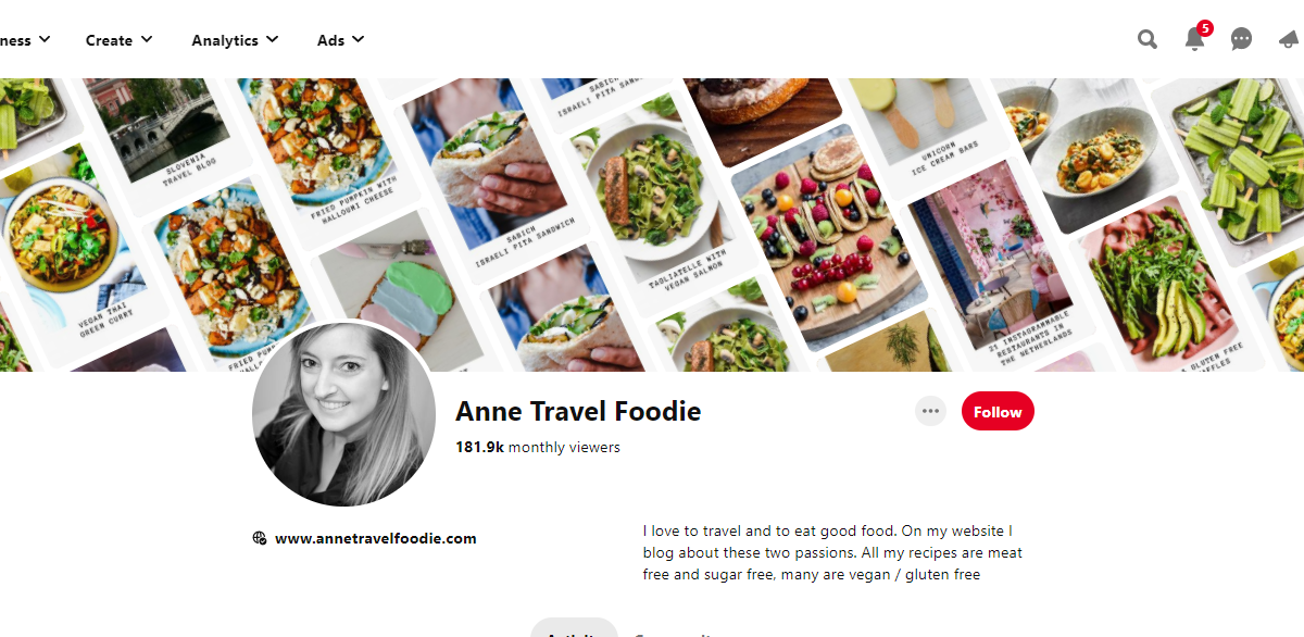 Anne Travel Foodie Pinterest Profile 