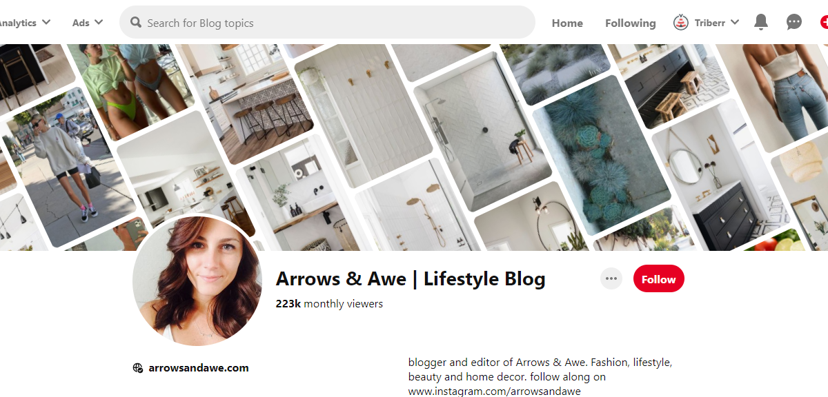 Arrows & Awe | Lifestyle Blog Pinterest profile