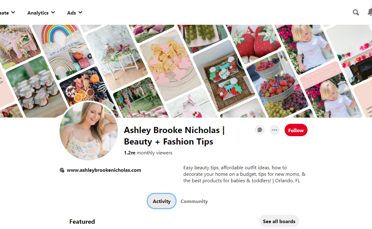 Ashley Brooke Nicholas | Beauty + Fashion Tips Pinterest Profile
