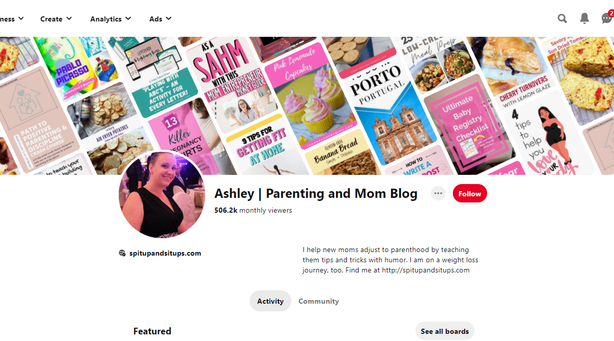Ashley | Parenting and Mom Blog Pinterest Account