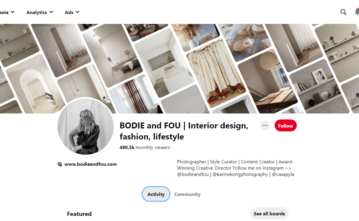 BODIE and FOU | Interior design, fashion, lifestyle Pinterest Profile