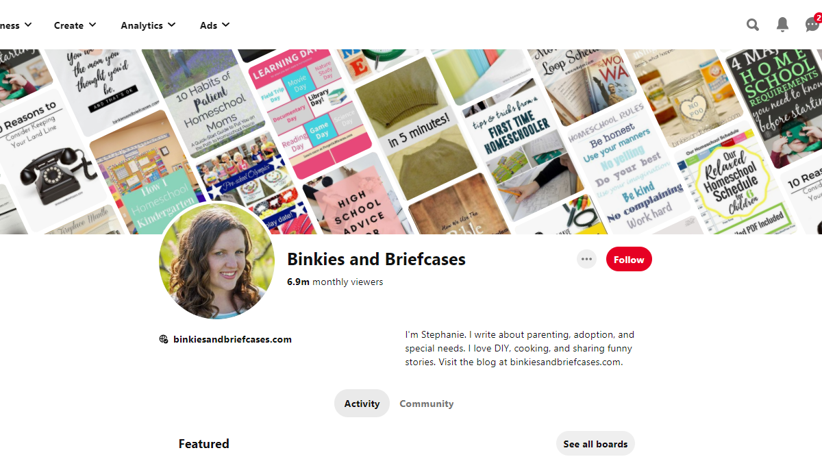 Binkies and Briefcases Pinterest Account