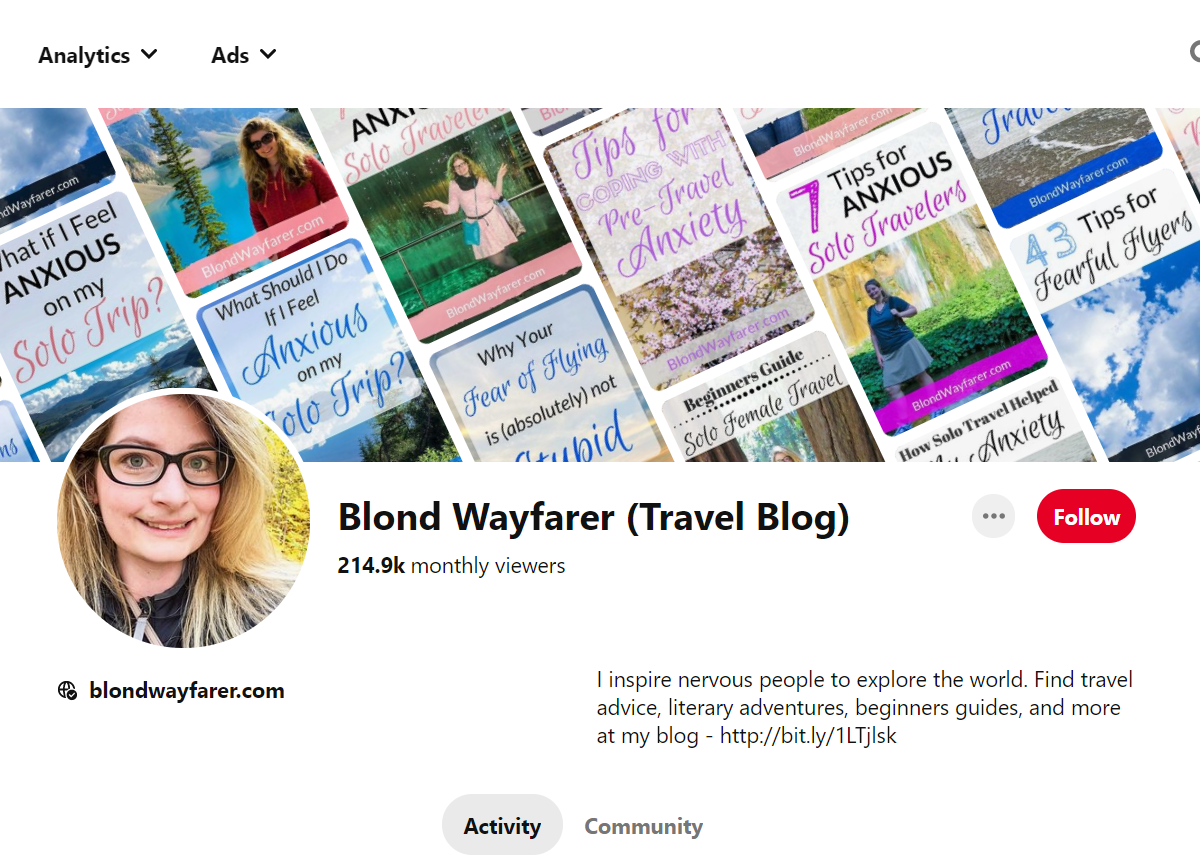 Blond Wayfarer (Travel Blog) - Pinterest Profile