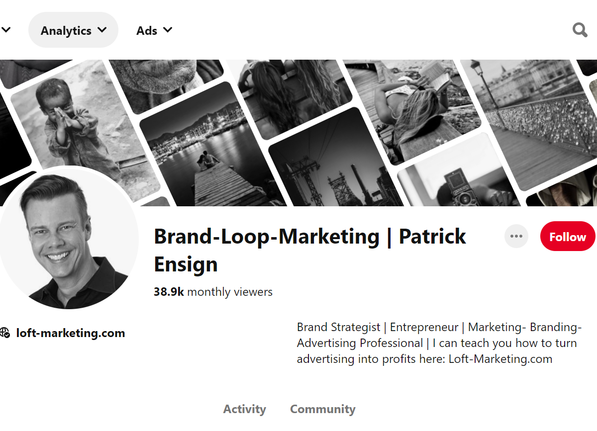 Brand-Loop-Marketing | Patrick Ensign Pinterest Account