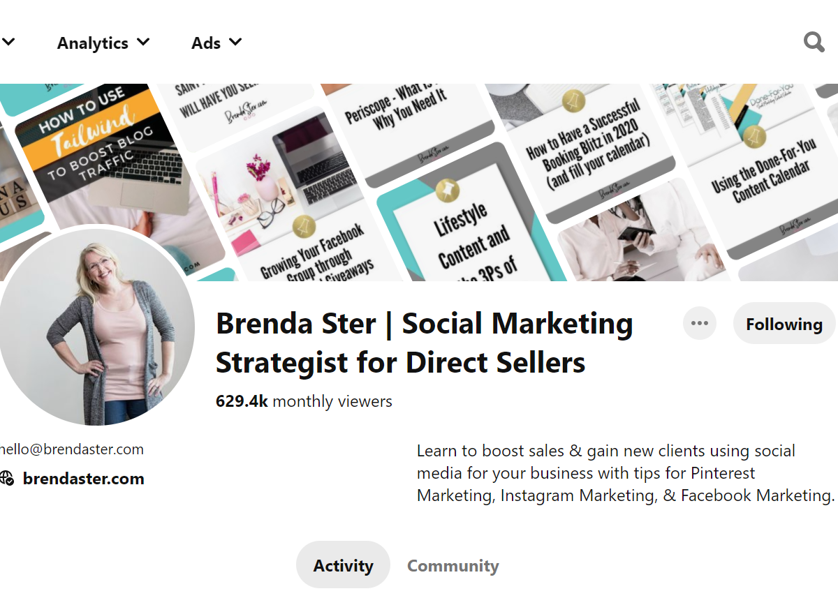 Brenda Ster | Social Marketing Strategist for Direct Sellers Pinterest Account