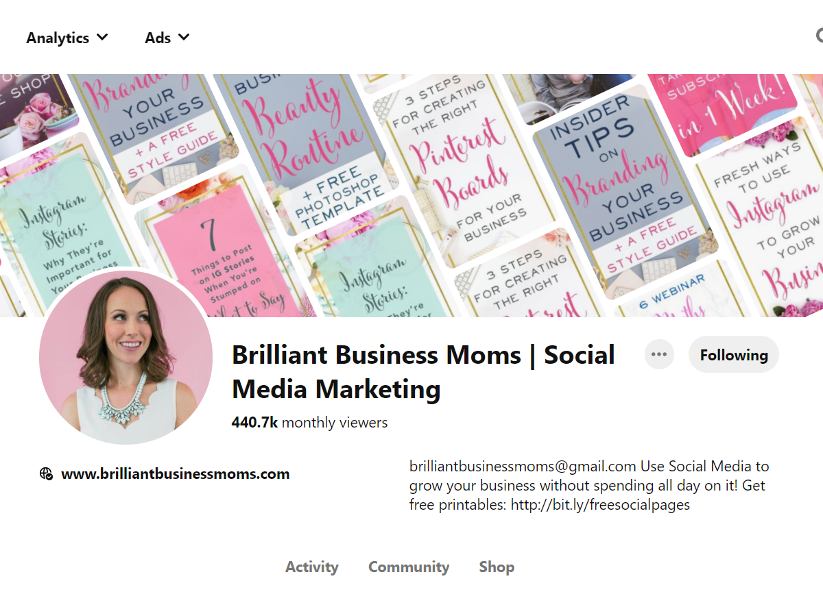 Brilliant Business Moms | Social Media Marketing Pinterest Account