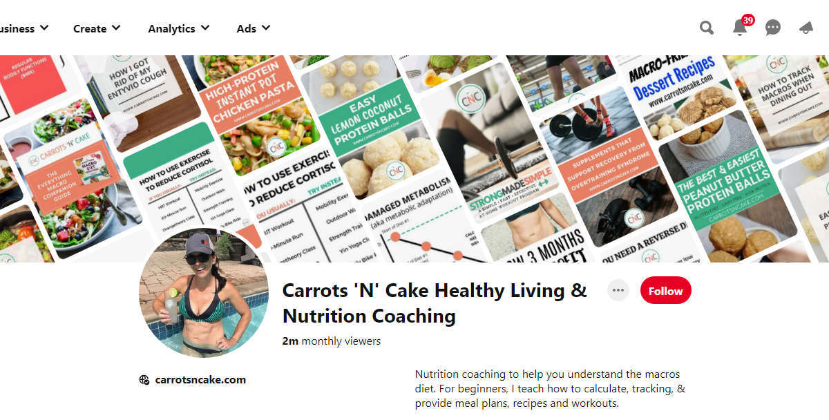 Carrots 'N' Cake Healthy Living & Nutrition Coaching Pinterest Profile 