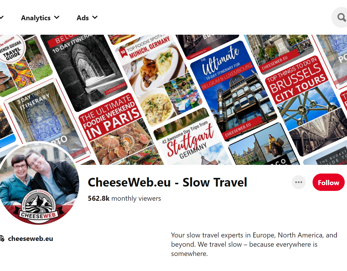 CheeseWeb.eu - Slow Travel-Top 100 Pinterest Travel Influencers