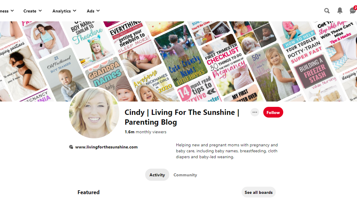 Cindy | Living For The Sunshine | Parenting Blog Pinterest Account