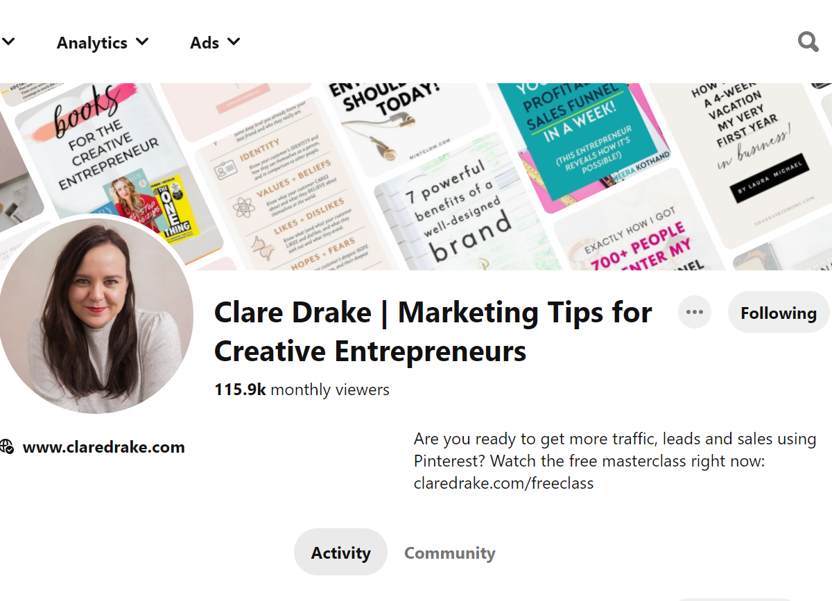  Clare Drake | Marketing Tips for Creative Entrepreneurs Pinterest Account