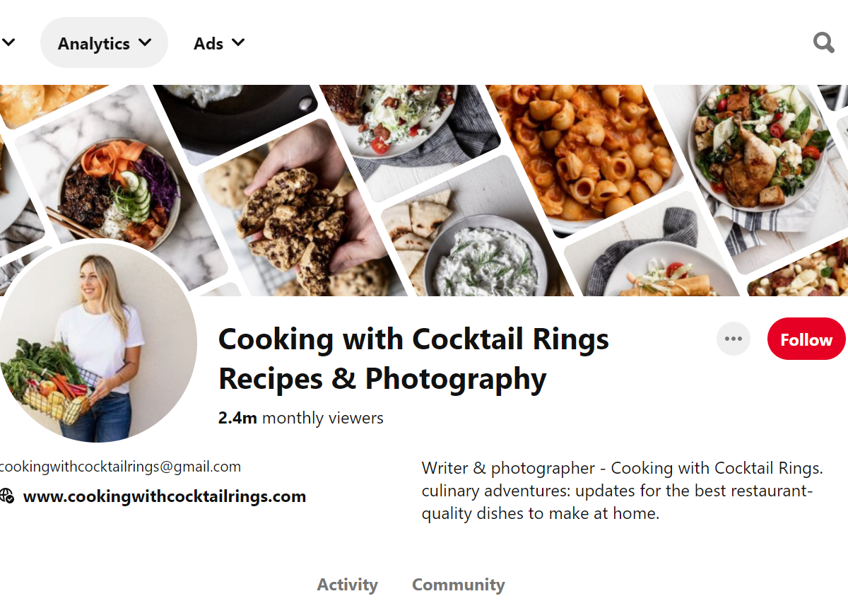 Cooking with Cocktail Rings Recipes & Photography-100 Pinterest Photography Influencers