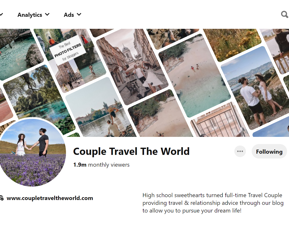 Couple Travel The World - Pinterest Profile