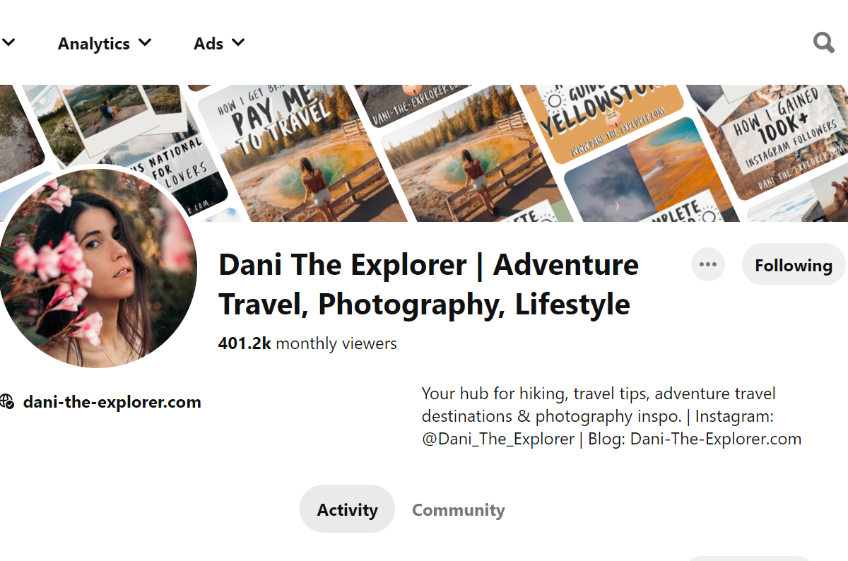  Dani The Explorer | Adventure Travel, Photography, Lifestyle-Top 100 Pinterest Travel Influencers
