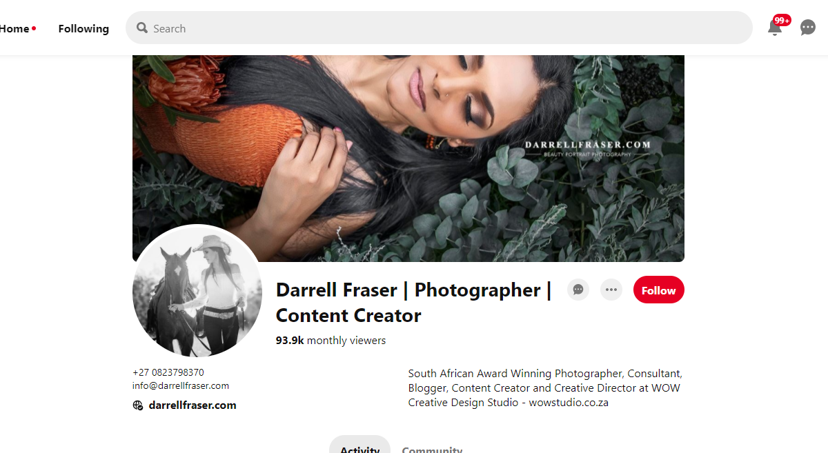 Darrell Fraser | Photographer | Content Creator-100 Pinterest Photography Influencers