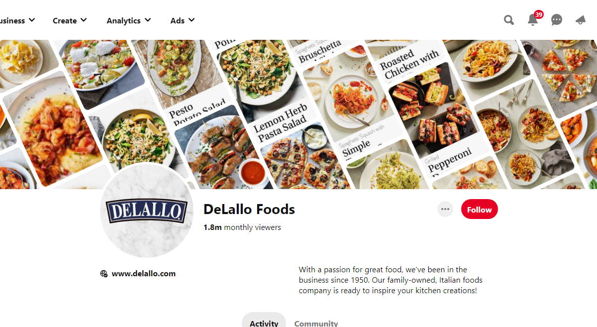 DeLallo Foods Pinterest Profile