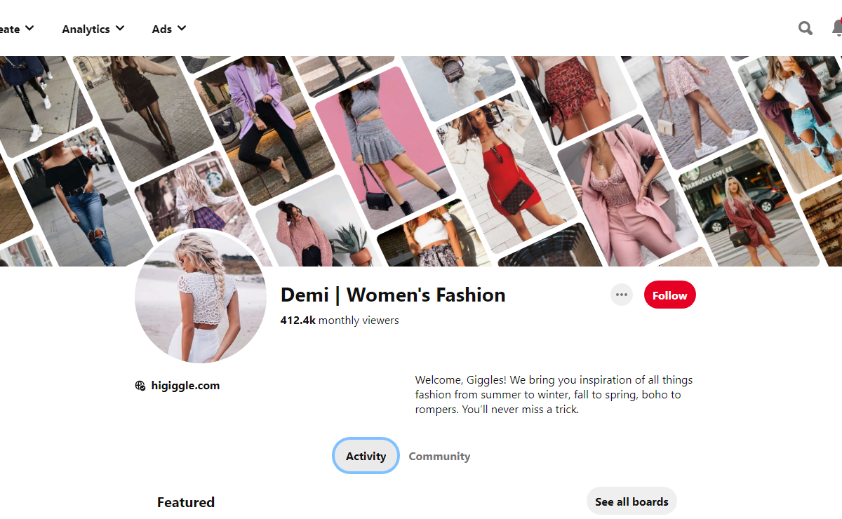 Demi | Women's Fashion Pinterest profile