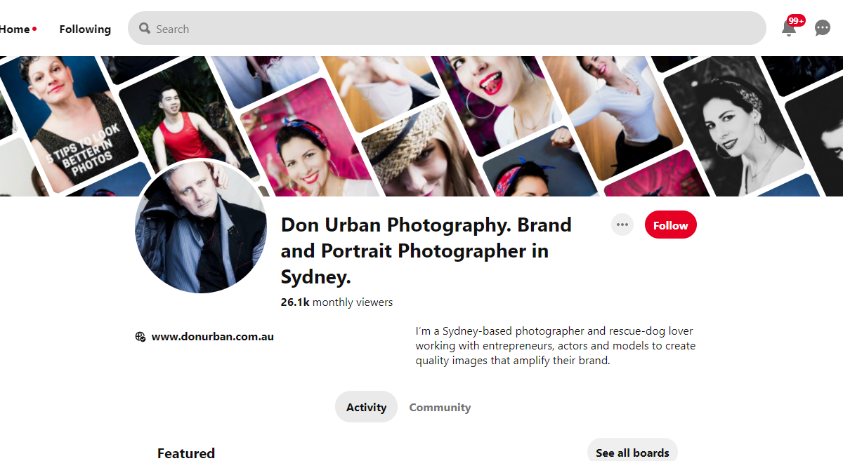 Don Urban Photography. Brand and Portrait Photographer in Sydney-100 Pinterest Photography Influencers