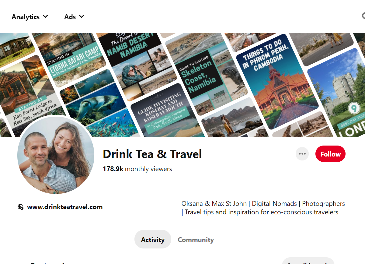 Drink Tea & Travel - Pinterest Profile