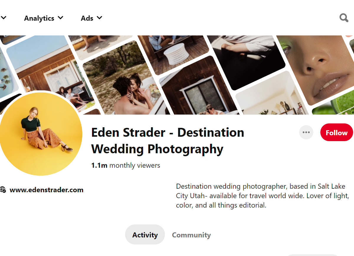 Eden Strader - Destination Wedding Photography-100 Pinterest Photography Influencers