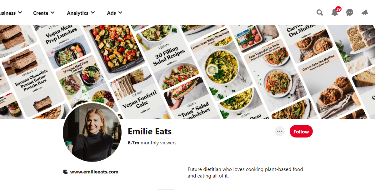Emilie Eats Pinterest Profile 