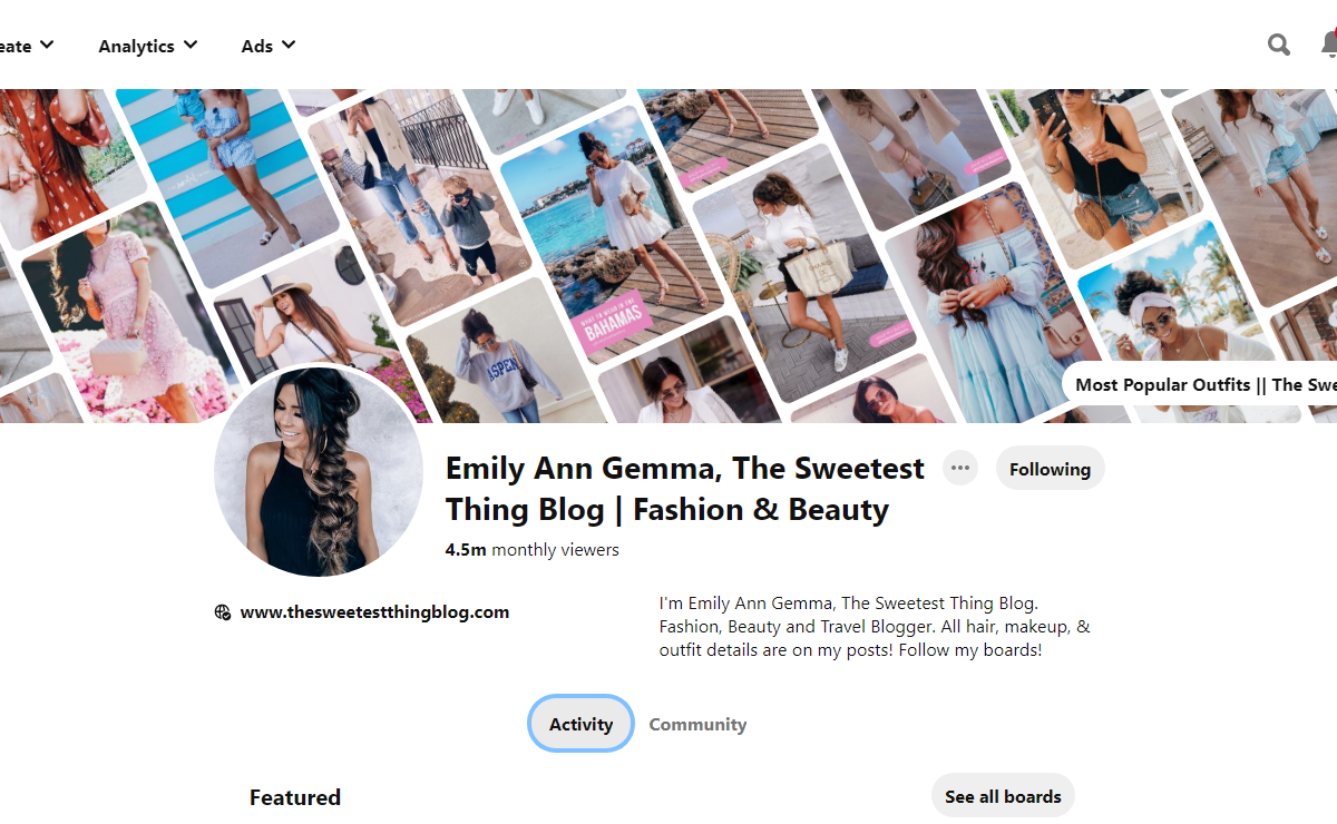 Emily Ann Gemma, The Sweetest Thing Blog | Fashion & Beauty Pinterest Profile