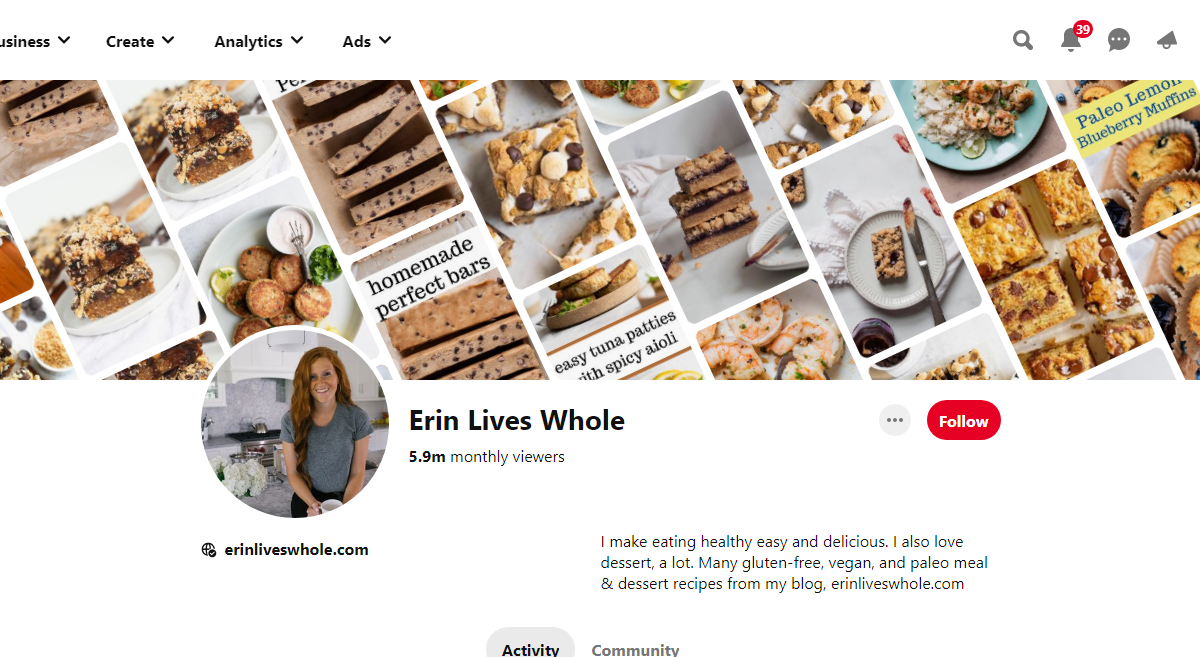 Erin Lives Whole Pinterest Profile