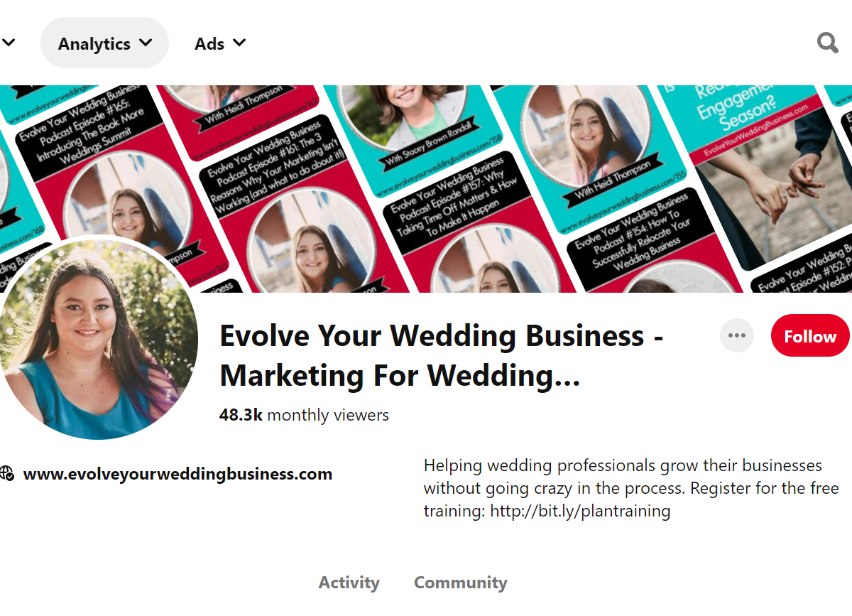 Evolve Your Wedding Business - Marketing For Wedding… Pinterest Account
