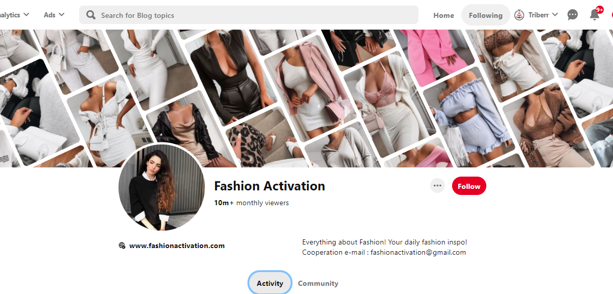Fashion Activation Pinterest Profile
