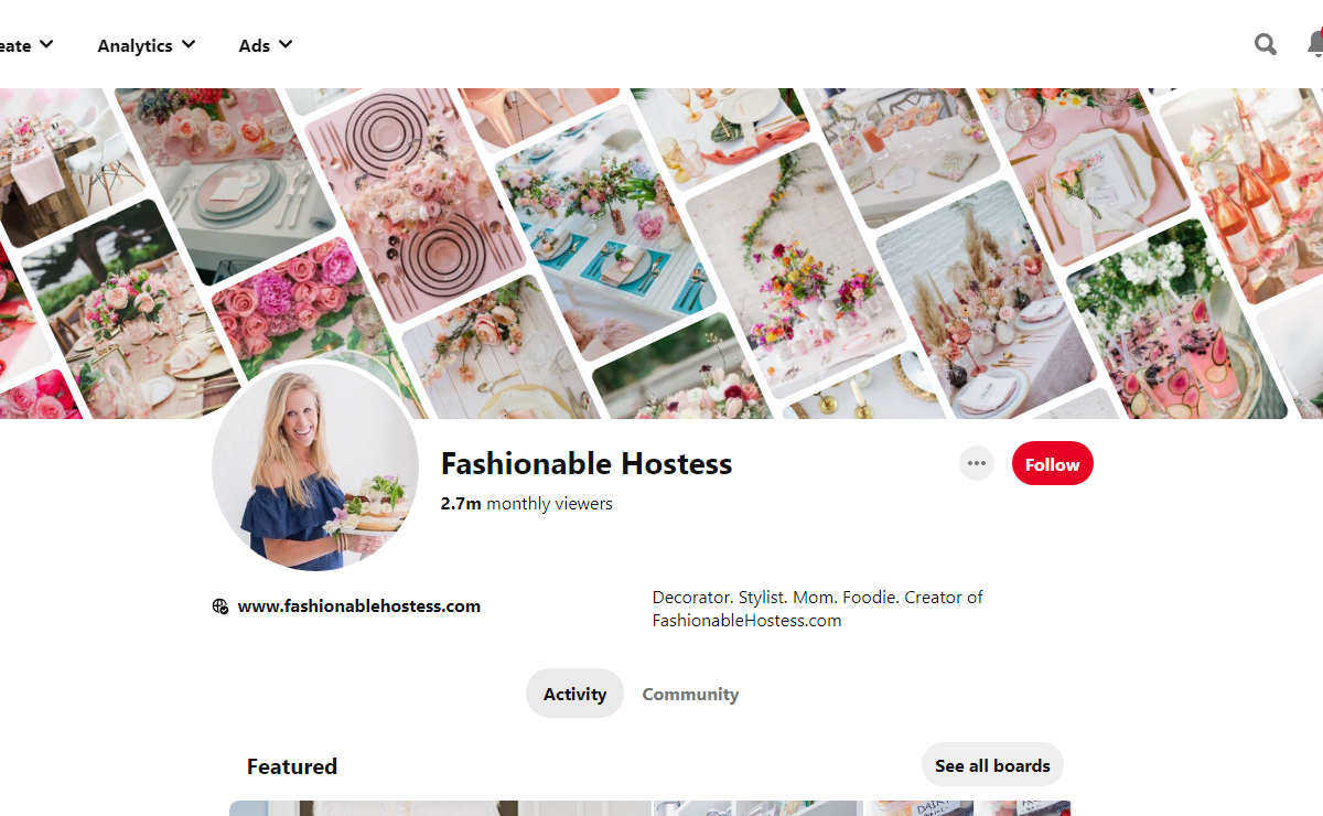 Fashionable Hostess Pinterest Profile