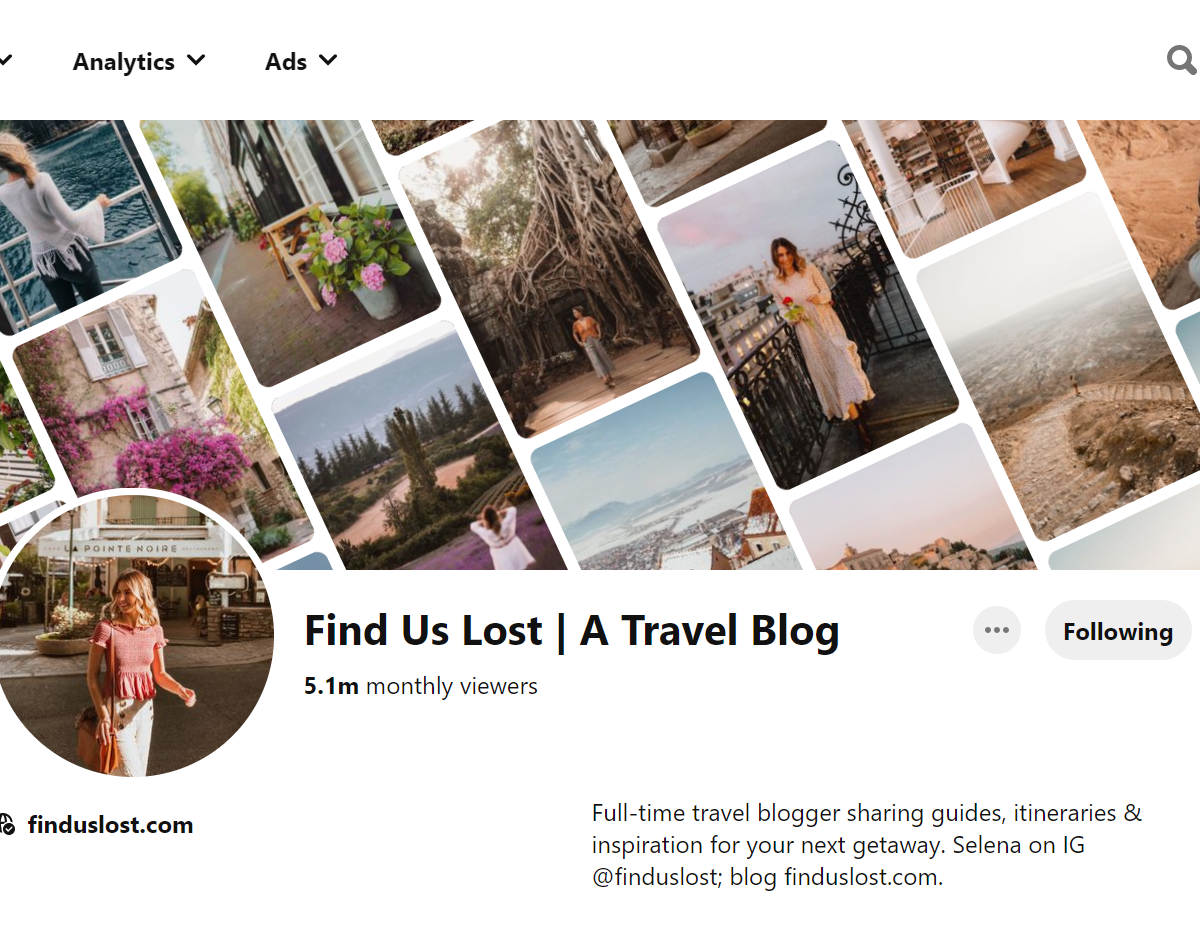 Find Us Lost | A Travel Blog-Top 100 Pinterest Travel Influencers