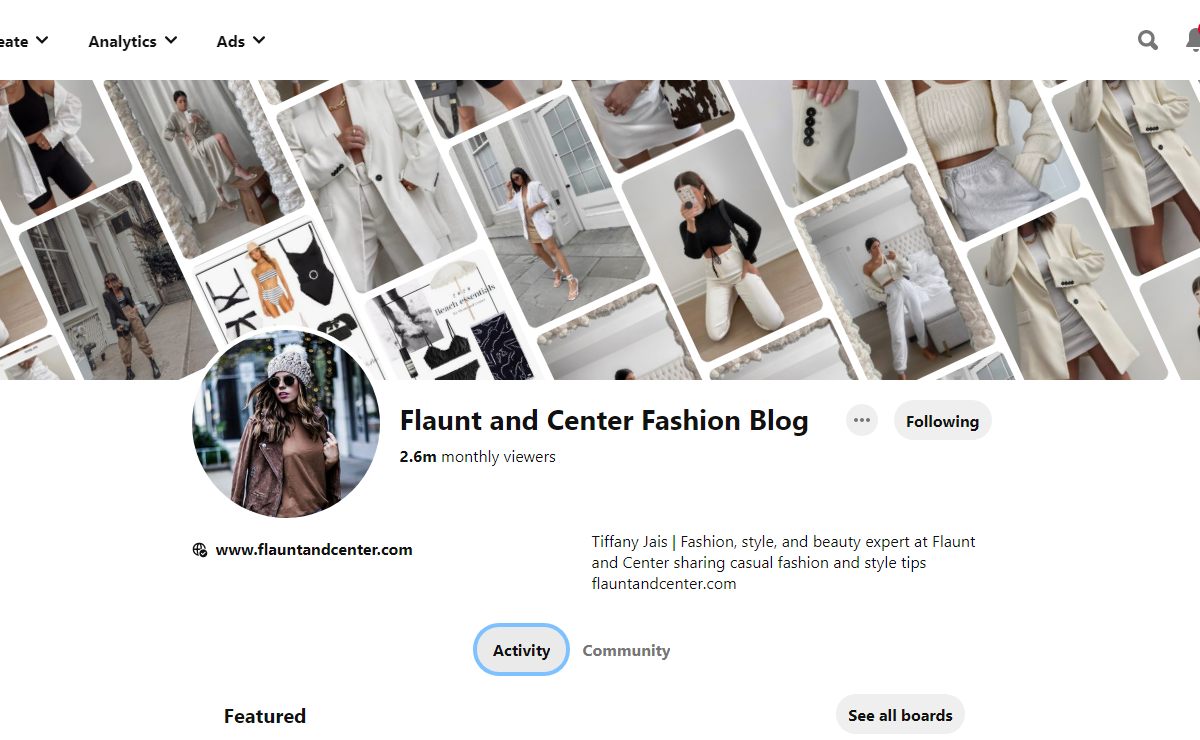 Flaunt and Center Fashion Blog Pinterest Profile